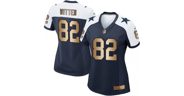 NFL Jersey zalando-Women's Cowboys #82 Jason Witten Navy Blue Thanksgiving  Throwback Stitched NFL Elite Gold Jersey