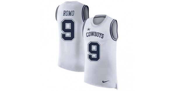 Tony Romo White Men's Stitched NFL Limited Rush Jersey