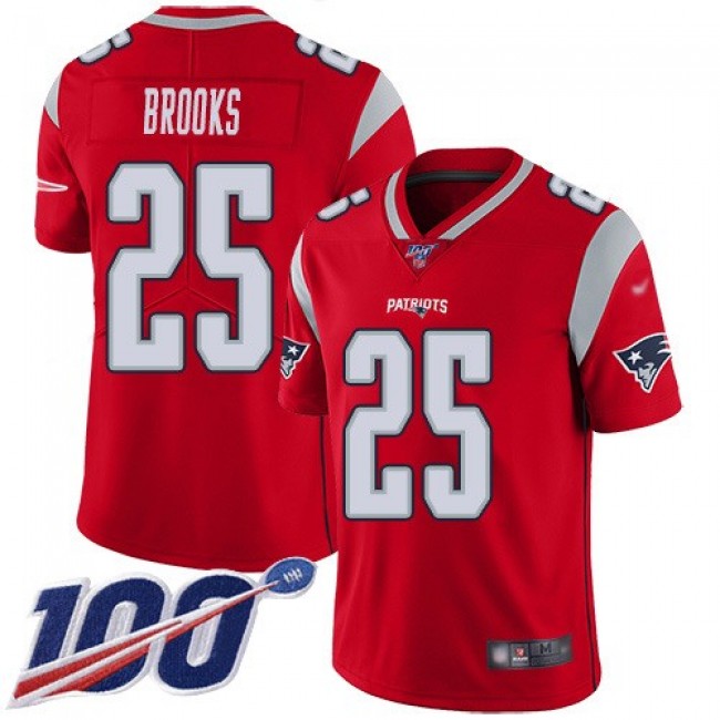 Nike Patriots #25 Terrence Brooks Red Men's Stitched NFL Limited Inverted Legend 100th Season Jersey