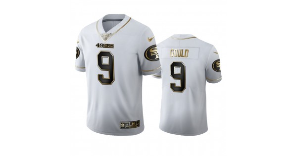 Men's 49ers Robbie Gould Jersey White Vapor Limitd Golden Edition 100th Season #9